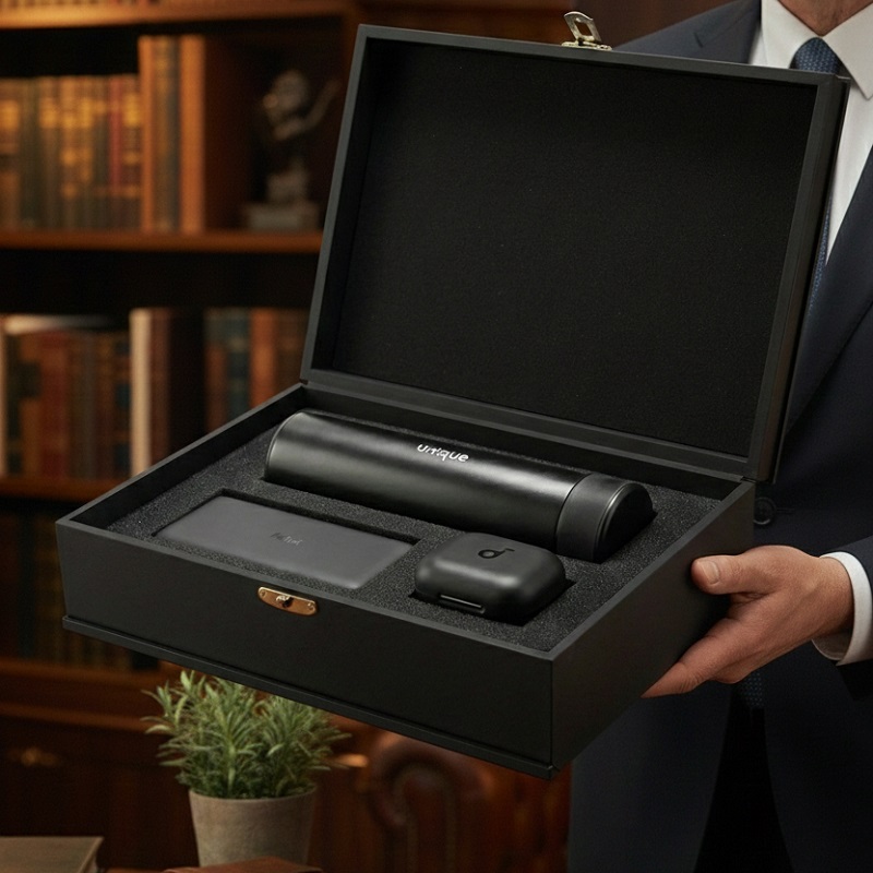 پکیج هدیه سازمانی مدیران (پاوربانک 20هزار شیائومی هدفون بلوتوثی انکر R50  فلاسک دماسنج دار  جعبه لاکچری)